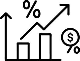 of a bar graph with dollar signs and discount arrows vector