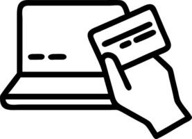 A businessman holding a credit card in one hand and typing on a laptop with the other making an online payment isolated on white vector
