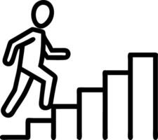 A businessman climbing a staircase made of bar graphs symbolizing business growth isolated on white vector
