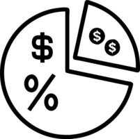 of a pie chart with currency symbols and discount segments vector