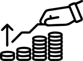 A close up of hands stacking coins to form a graph symbolizing financial growth isolated on white vector