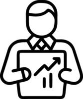 A confident businessperson holding a tablet with financial charts against a glossy white backdrop captured with a slight tilt to emphasize focus and determination vector