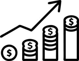 A creative composition of investment coins and a growth chart on a glossy white background with ample space for text captured with a slow zoom to highlight investment and financial vector