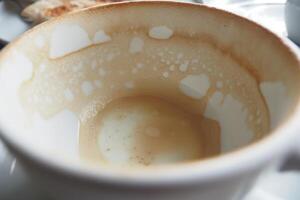 top view of empty coffee cup on table , photo