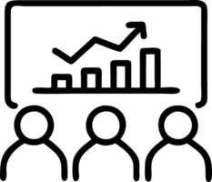 A dynamic scene of a business meeting with financial charts projected on a plain white wall captured with a wide angle lens to emphasize collaboration and strategic planning conce vector