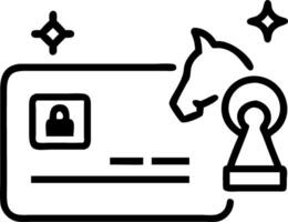A credit card hovering with holographic key and chess knight icons providing copy space vector