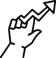 A hand drawing a rising arrow on a transparent screen indicating business growth isolated on white vector