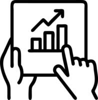 A high resolution image of a businessman analyzing financial charts on a digital tablet with a blurred office background isolated on white vector