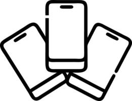 A high angle view of multiple smartphones displaying various financial apps on a glossy white table with ample space for text captured with a steady shot to emphasize technology an vector