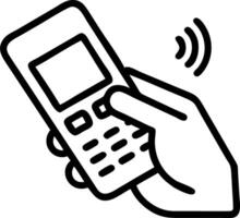 A modern payment terminal with a customers hand tapping a smartphone to make a contactless payment isolated on white vector
