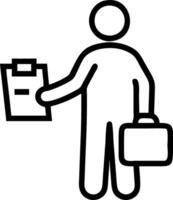 A professional holding a briefcase and reviewing financial documents against a plain white background captured with a slight angle to emphasize readiness and professionalism conce vector
