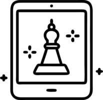 A tablet on white background displaying holographic scales and chess king icons leaving copy space vector