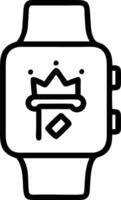 A smartwatch on white background displaying holographic crown and gavel icons leaving copy space vector