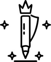 A pen standing upright on white background with holographic growth charts and handshake icons leaving copy space vector