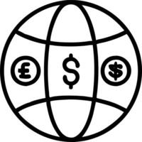 Abstract digital art of a globe made of currency symbols with bokeh lights vector