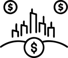 Abstract image of floating currency symbols over a cityscape with bokeh effect vector