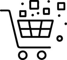 Abstract image of a shopping cart filled with digital icons bokeh background vector
