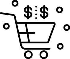 Abstract image of a shopping cart made of currency symbols with bokeh effect vector
