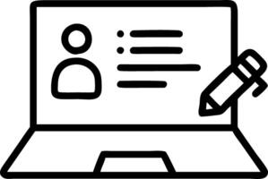 An open laptop displaying social media analytics with a marketer taking notes beside it isolated on white vector