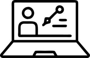 An open laptop displaying social media analytics with a marketer taking notes beside it isolated on white vector