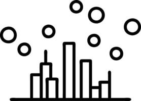 Abstract image of coins raining over a city skyline with bokeh effect vector