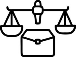 Briefcase and scales floating with white background symbolizing business balance and responsibility vector
