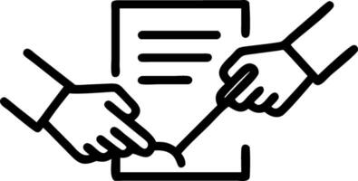 Business partners signing a contract on a glossy table with copy space vector
