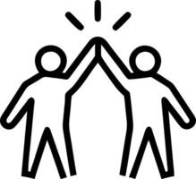 Business team high fiving in a glossy office with copy space vector