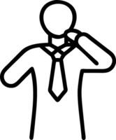 Businessman adjusting tie on plain white background with copy space vector