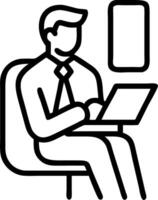Businessman checking financial reports while commuting on train vector