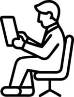 Businessman checking financial reports while commuting on train vector