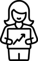 Businesswoman analyzing financial charts on a glossy white background vector