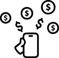 Businessperson using smartphone with floating dollar signs on glossy background vector