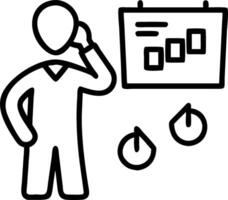 Candid business leader making a phone call in front of a whiteboard vector