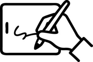 Close up of a businesswomans hand signing a digital contract on a tablet vector