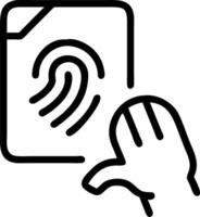 Close up of a futuristic contract being digitally stamped by a fingerprint vector