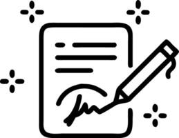 Close up of a digital signature being imprinted on a glowing holographic document vector