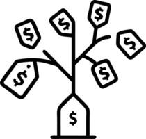 Close up of a futuristic holographic money tree with currency symbols and discount tags vector