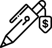 Close up of a futuristic pen with holographic dollar sign and discount tag vector