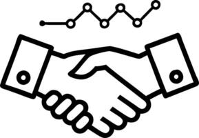 Close up of a handshake with holographic data overlay between fingers vector