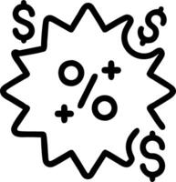 Close up of a glowing discount sign with currency symbols and copy space vector