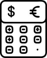Close up of a holographic calculator displaying currency symbols with copy space vector