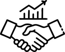 Close up of a handshake with holographic data overlay between fingers vector