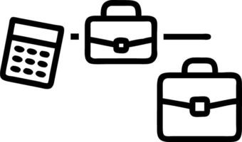 Floating briefcase and calculator in a seamless mid air arrangement isolated on a white background representing business and financial calculations vector
