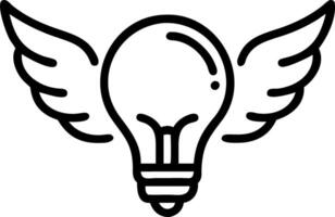 Floating lightbulb with wings isolated on white background vector