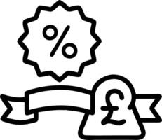 Floating pound symbol with sale tag and advertising ribbon vector