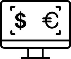 Glowing desktop monitor with holographic dollar and euro symbols vector