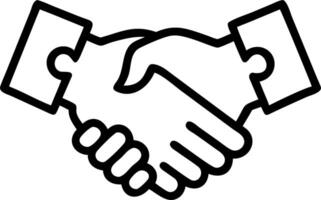 Handshake and puzzle pieces floating over white background representing business collaboration vector