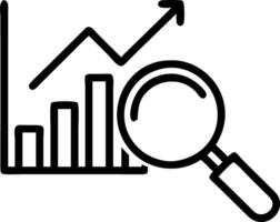 Graph and magnifying glass icons for financial analysis vector