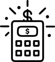 Holographic calculator displaying glowing currency symbols with copy space vector